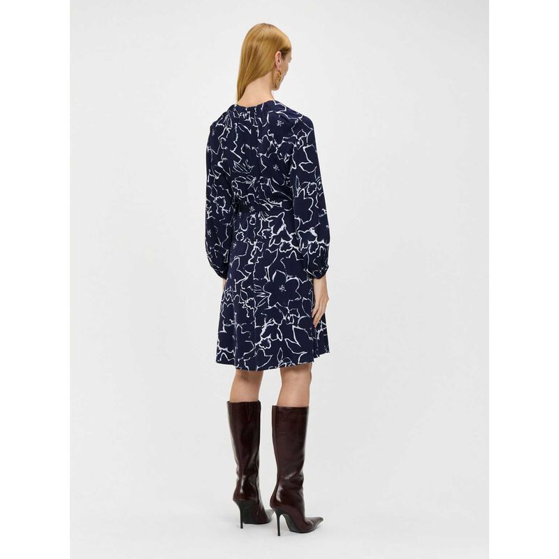 Veronika Maine Navy Blooms Gathered Neck Dress image number 1